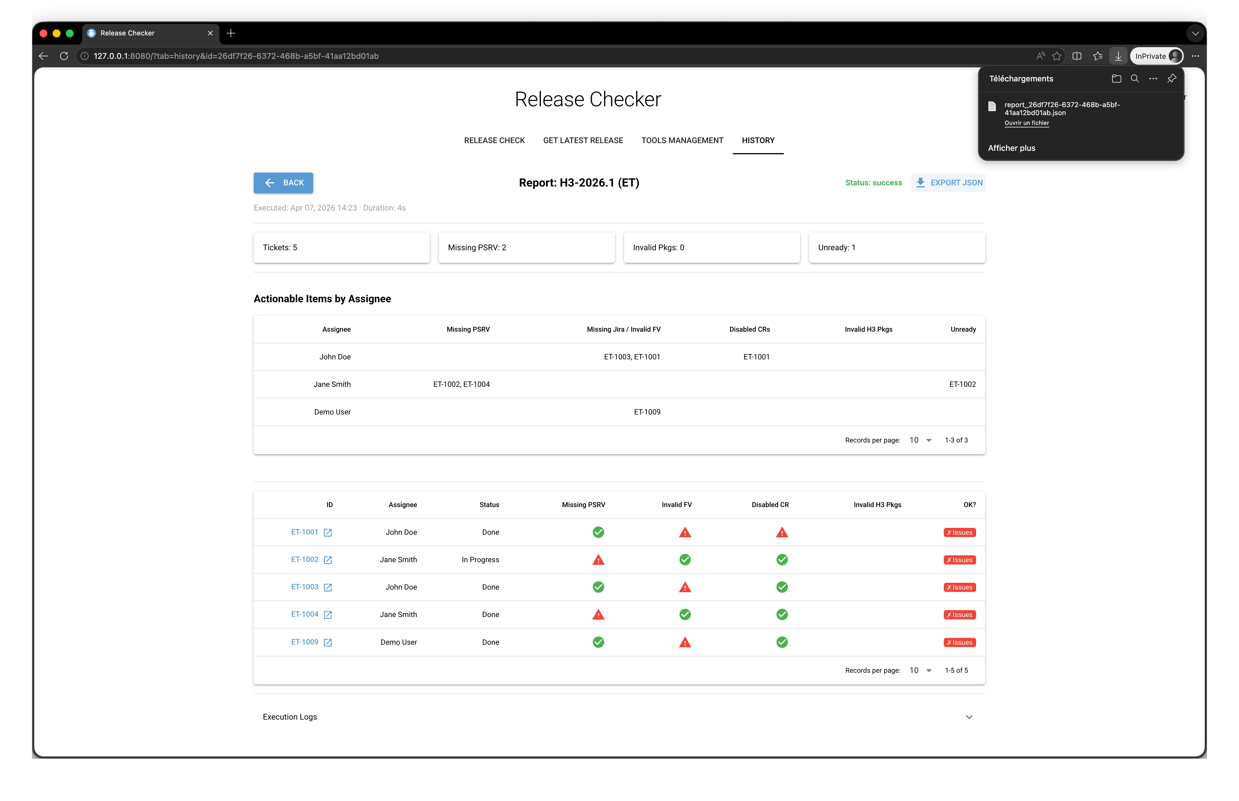 Export JSON