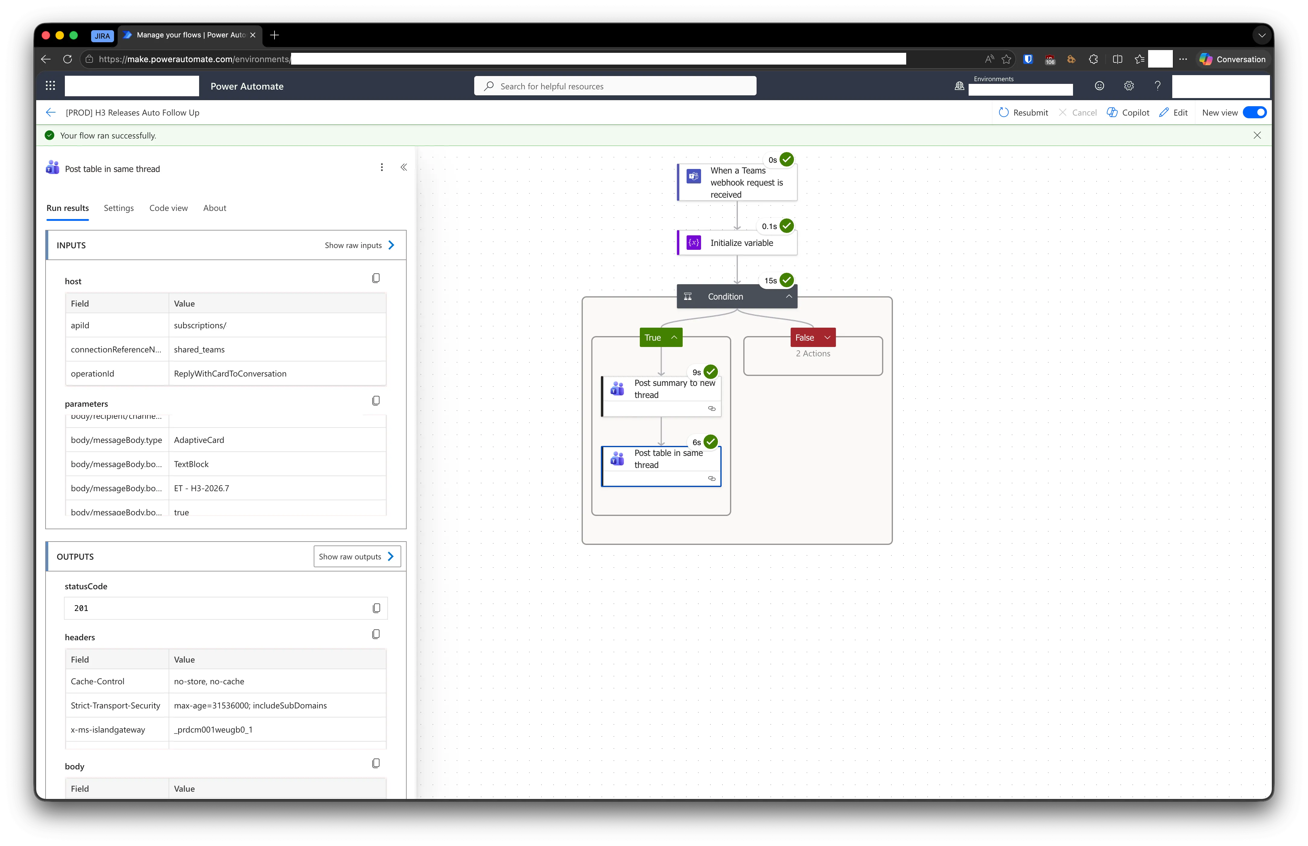 Power Automate execution