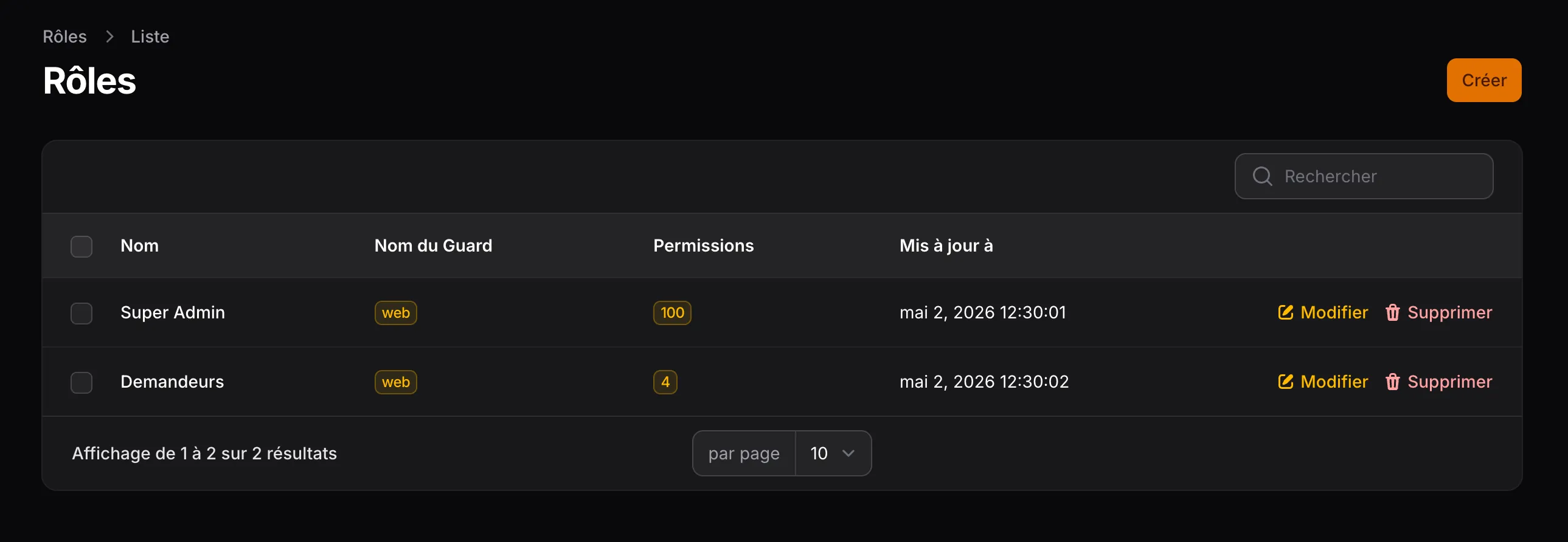 Gestion des rôles (Filament Shield)